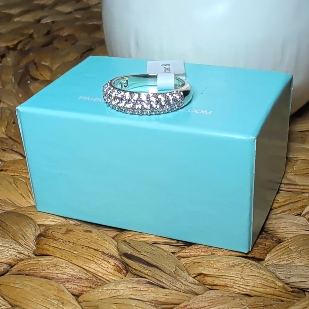 Park Lane Band Ring Size 8 Silver Tone Clear Crystal Pavé Setting